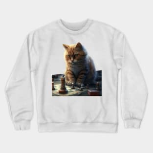 Cat playing chess Crewneck Sweatshirt